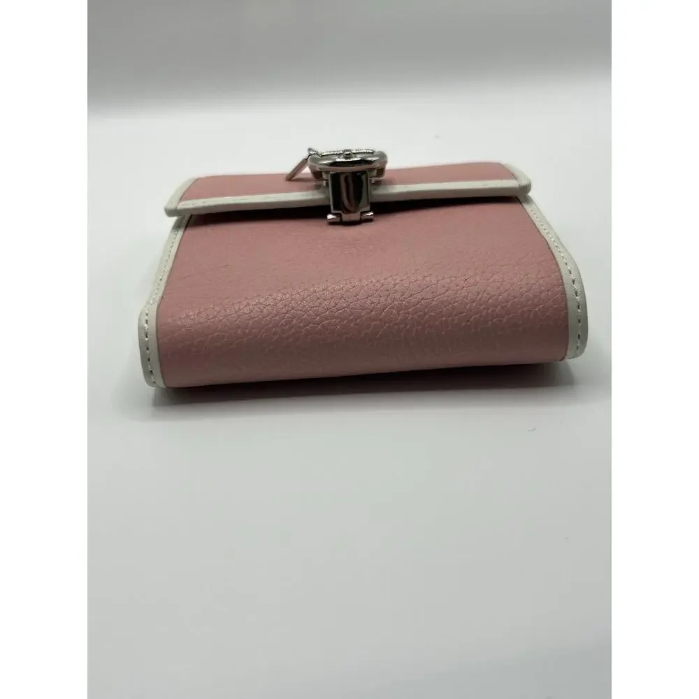 Coach Pink and White leather Buckle Charm Soho mini Bifold Wallet Y2k Deadstock